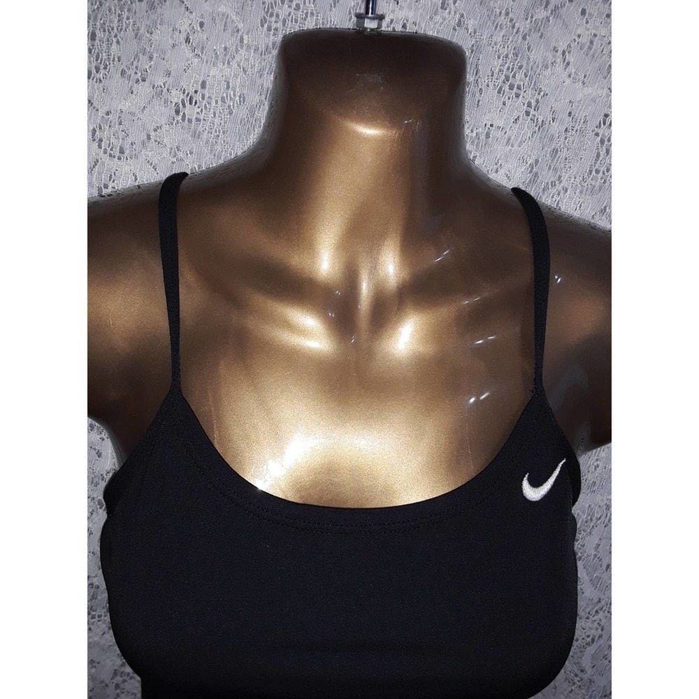 NWT Nike Sz S NESSA Black With White Swish Tank One Piece Swimsuit - Picture 2 of 11